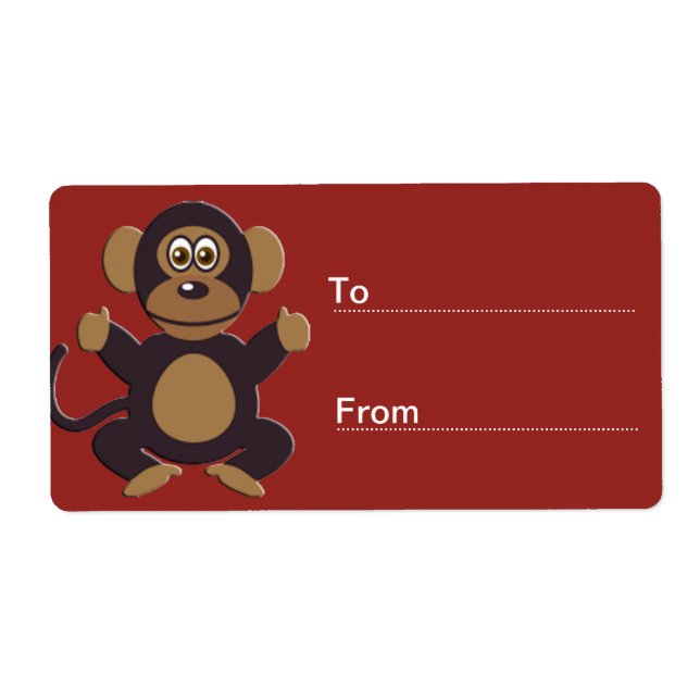 Étiquette cadeau singe (Devant)