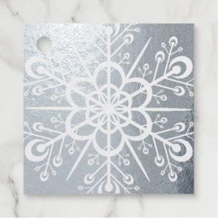 Étiquette-cadeau Snowflake Couper Custom Real Silver ou Gold Foil