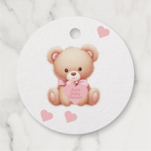 Étiquette-cadeau Teddy Bear Pink Gold Foil Avant Favoriser Tags