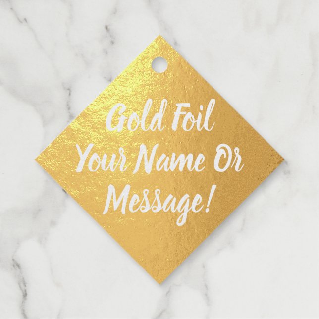 Étiquette-cadeau Texte personnalisé sur la balise Gold Foil (Devant)