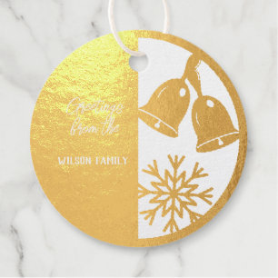 Étiquette-cadeau Véritable cloches de Noël Gold