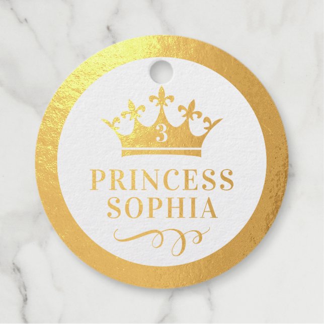 Étiquette-cadeau VÉRITABLE FOIL Gold ou Silver Princess Crown Anniv (Devant)