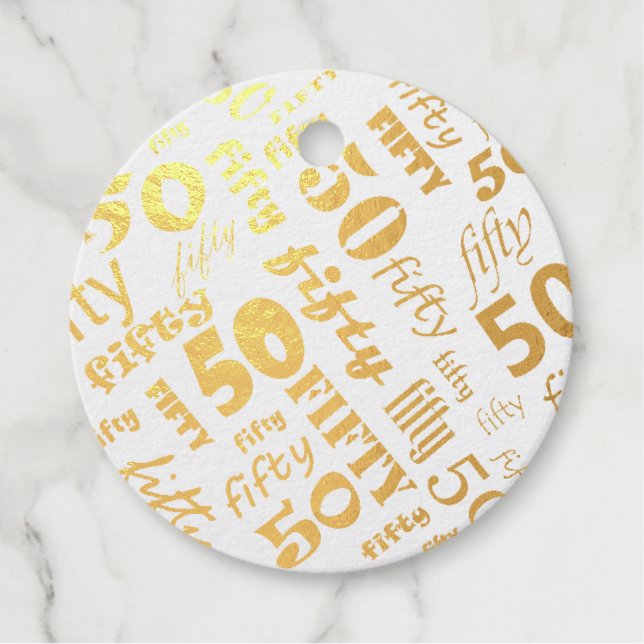 Étiquette-cadeau VÉRITABLE Gold Foil 50e anniversaire (Devant)