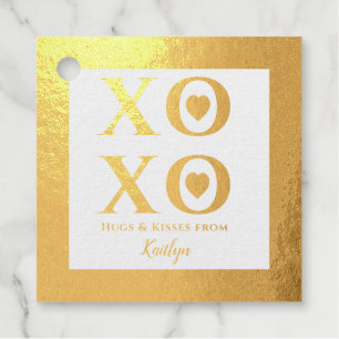 Étiquette-cadeau XOXO Hugs and Kisses Hearts Gold Foil