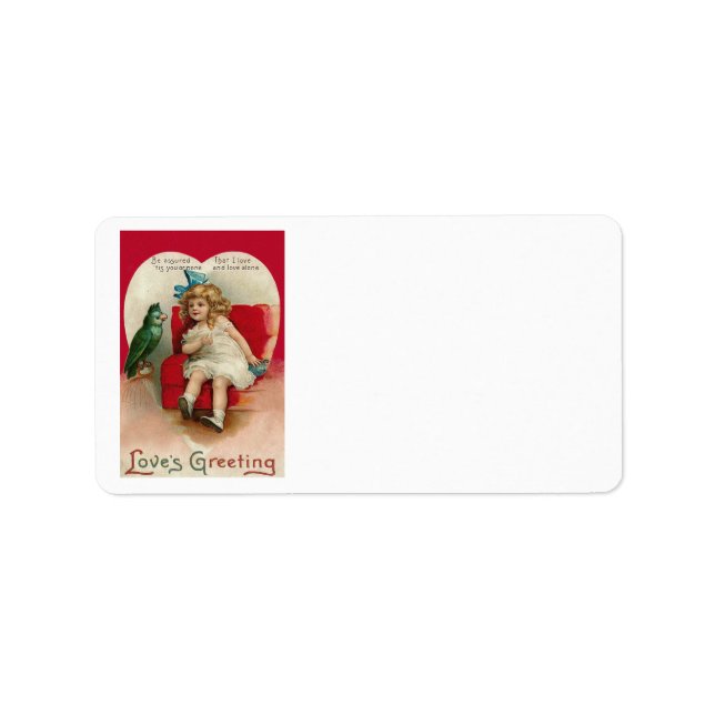 Étiquette Cage d'oiseau de coeur de fille Valentine (Devant)