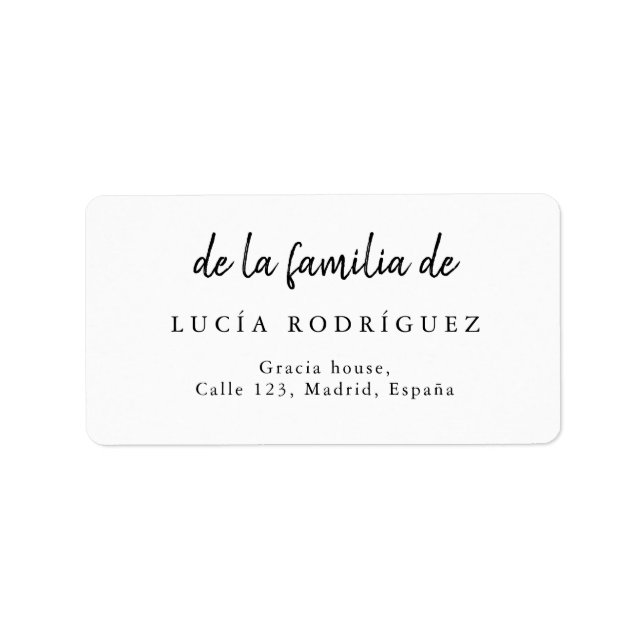 Étiquette Calligraphie Espagne Funérailles Adresse de retour (Devant)