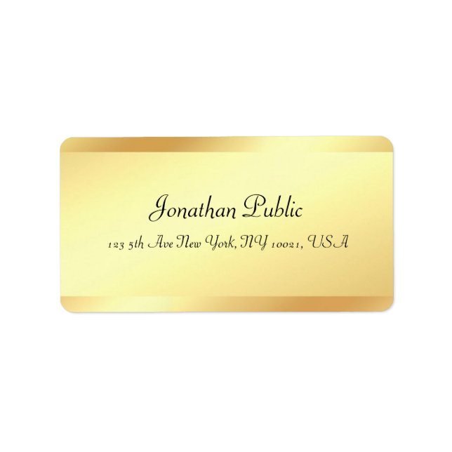Étiquette Calligraphie moderne Nom Elegant Gold Professional (Devant)