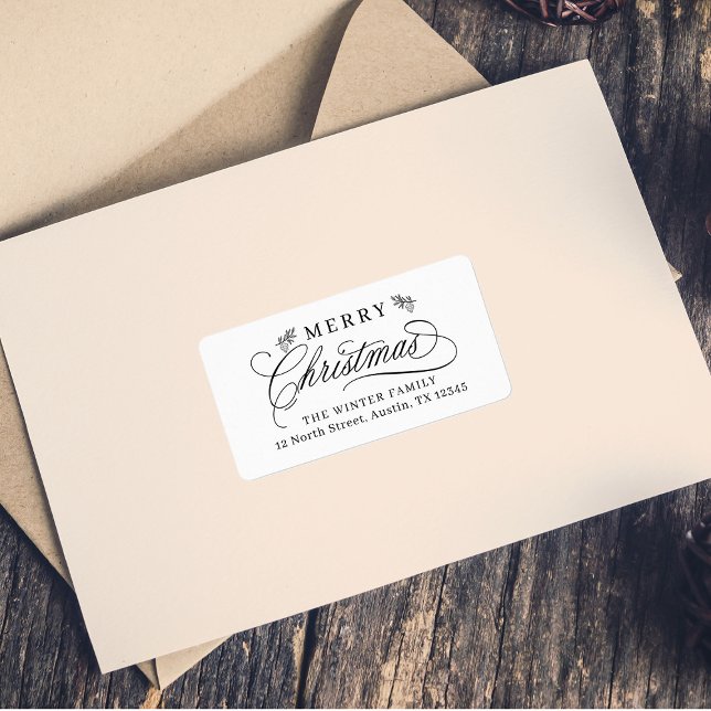 Étiquette Calligraphie romantique Noël Adresse de retour (Créateur téléchargé)