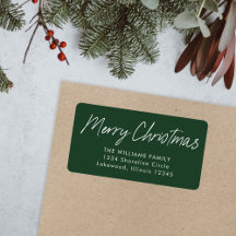 Calligraphie verte Joyeux Noël Adresse de retour