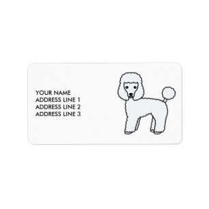 Étiquette Caniche jouet blanc Chien de dessin animé mignon &