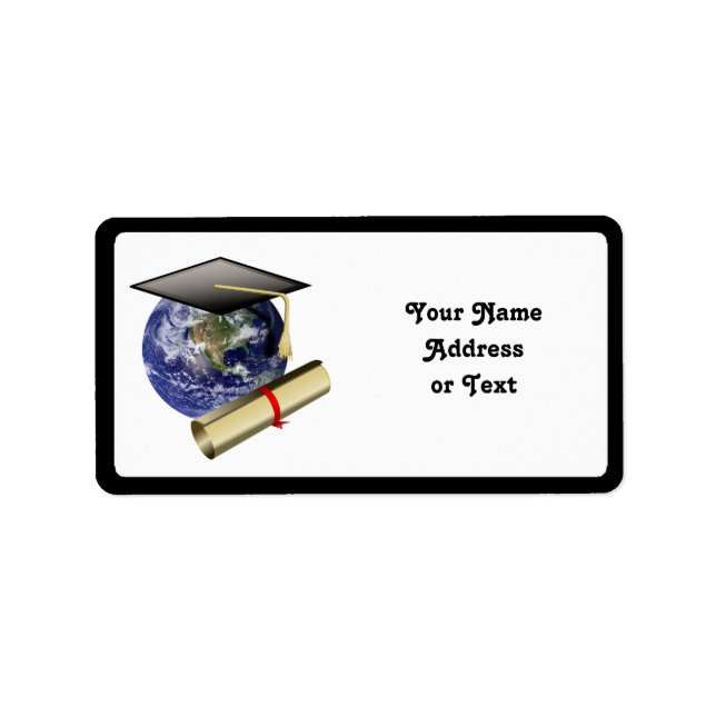 Étiquette Cap de diplôme sur Terre avec diplôme (Devant)