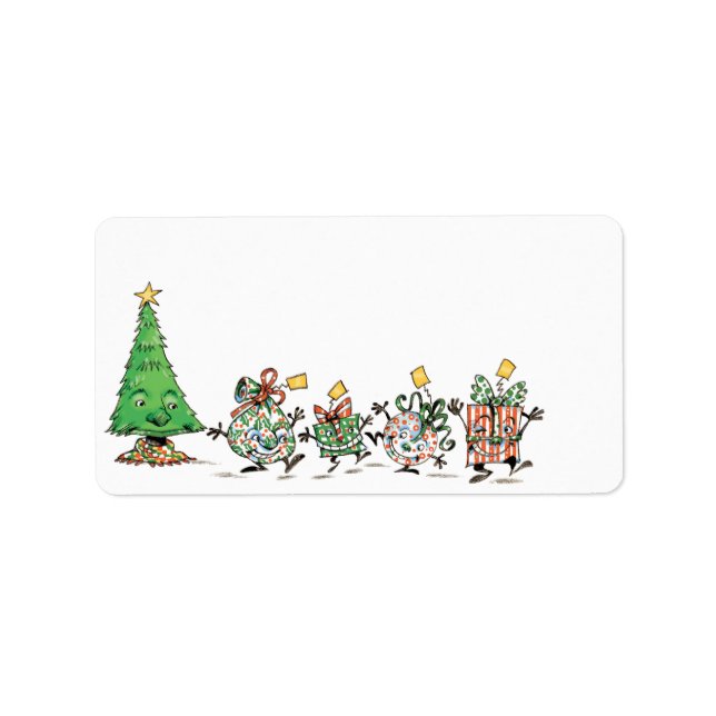 Étiquette Caricature mignonne Danser Présentations de Noël e (Devant)
