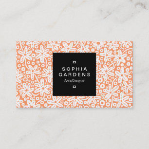 Étiquette carré 01a - Motif à fleurs - Wt sur Apri