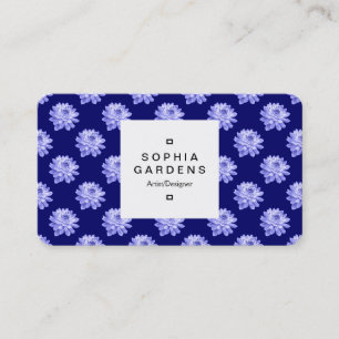 Étiquette carré 03a - Chrysanthemum Motif Dp Navy