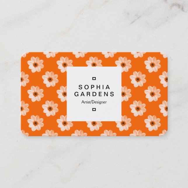 Étiquette carré 03a - Dahlia Motif Orange (Devant)