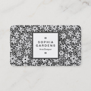 Étiquette carré 05 - Motif à fleurs