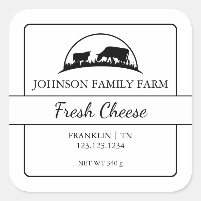 Étiquette Carré de fromages frais de ferme (Devant)