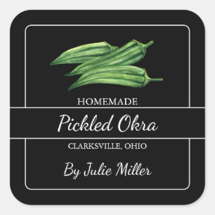 Étiquette Carré Okra Pické Maison Noir