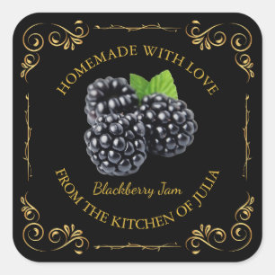 Étiquette Carré vintage à la confiture de Blackber