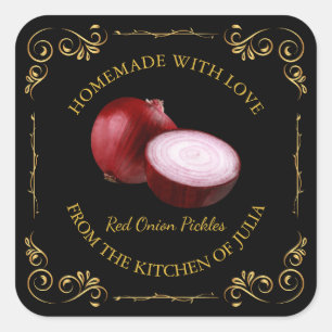 Étiquette Carré vintage maison Onion Rouge Pickle