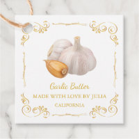 Étiquette Carrée Vintage Beurre d'Ail Maison