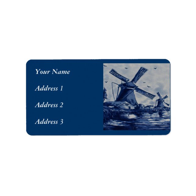 Étiquette Carrelage Bleu Delft antique - Windmills by the Wa (Devant)