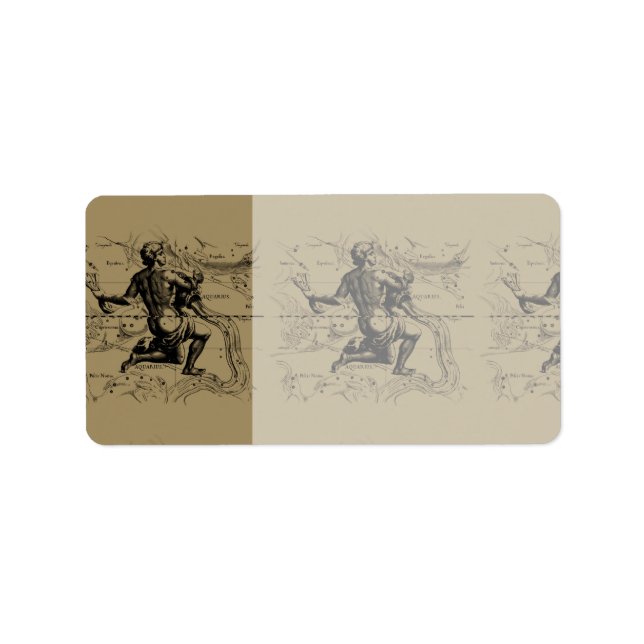 Étiquette Carte Aquarius Constellation Hevelius 1690 sur Tau (Devant)