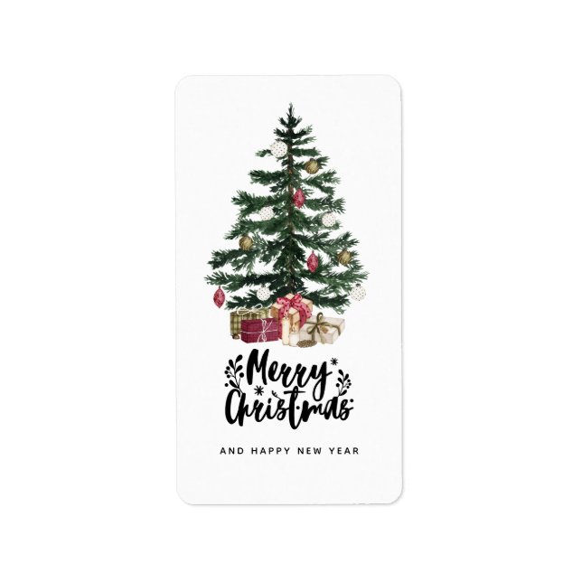 Étiquette Carte Arbre de Noël Joyeux Noël (Devant)
