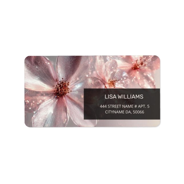 Étiquette Carte de visite de fleurs métalliques brillantes r (Devant)