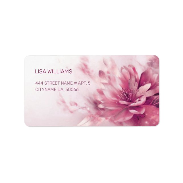 Étiquette Carte de visite rose brillant Fleur métallique (Devant)
