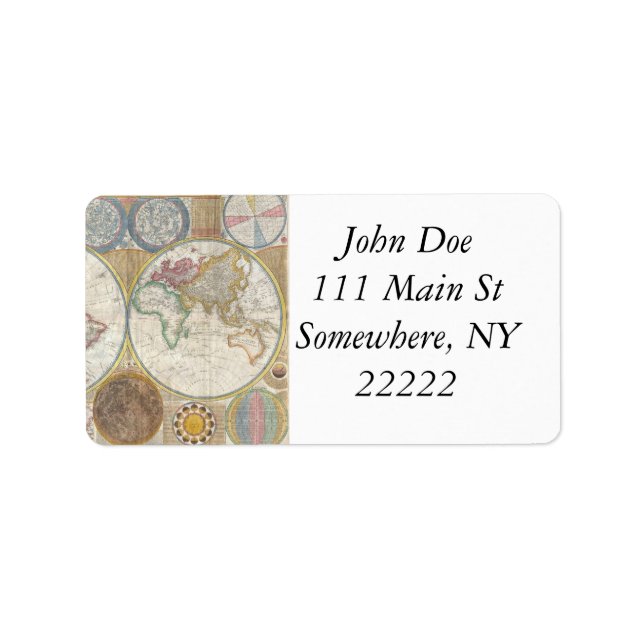 Étiquette Carte du monde vintage (Devant)