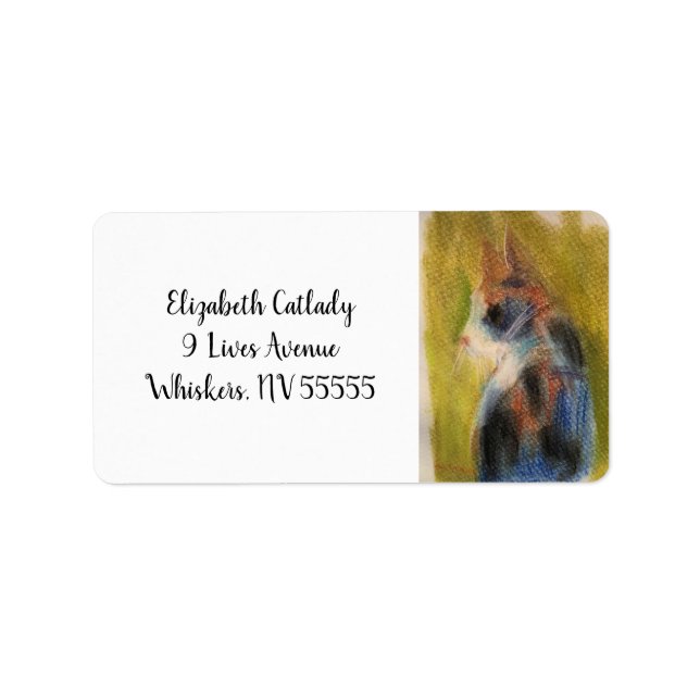 Étiquette Cartes d'adresses Calico Cat avec oeuvre originale (Devant)
