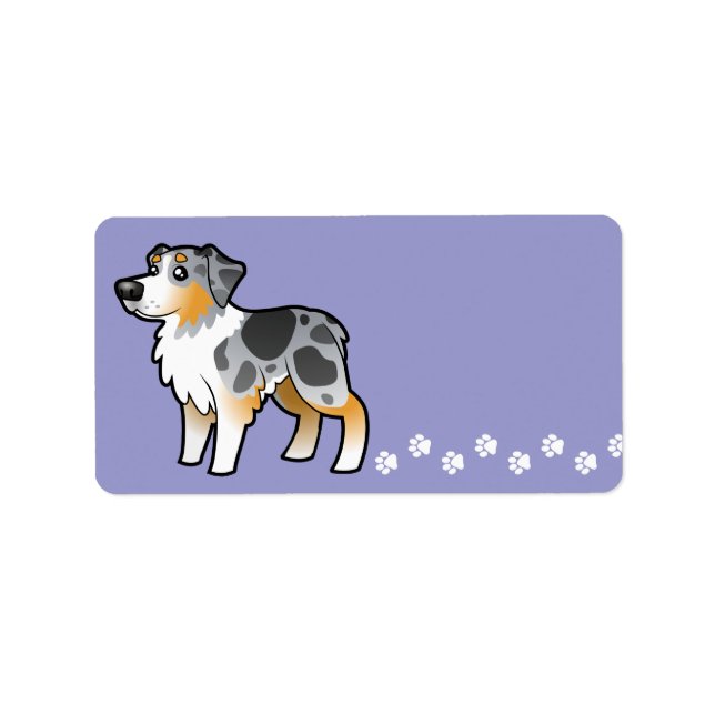 Étiquette Cartoon Australian Shepherd (Devant)