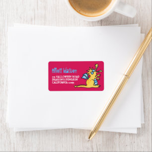 Étiquette Cartoon Yellow Magagon Dragon Kid Halloween Adress