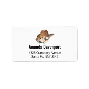 Étiquette Casquette Brown Cowgirl avec fleurs roses