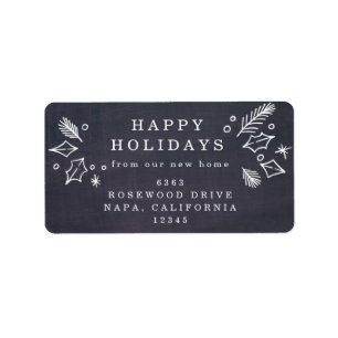 Étiquette Chalkboard Holidays from Our New Home Address