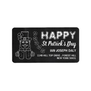 Étiquette Chalkboard Leprechaun, Saint Patrick's Day