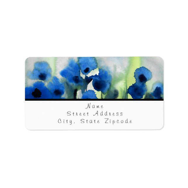 Étiquette Champ bleu de fleurs (Devant)