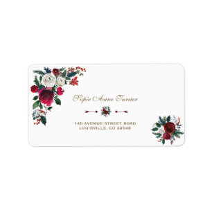 Étiquette Charmant hiver Bourgogne Floral Pine Mariage