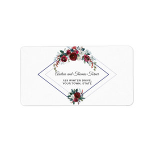 Étiquette Charme Géométrique Bourgogne Floral Pine Mariage