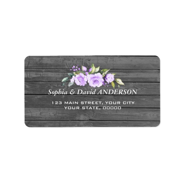 Étiquette Charme Lavande Floral Grange Mariage en bois (Devant)