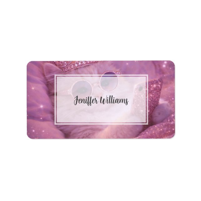 Étiquette Chat de princesse gâtée textant au lit (Devant)