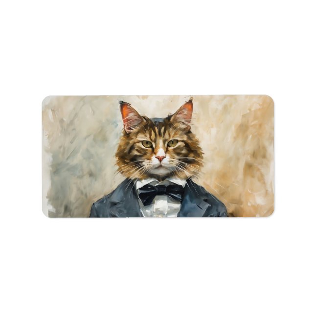 Étiquette Chat en costume (Devant)