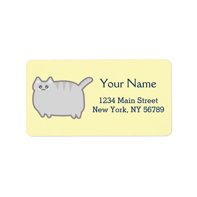 Étiquette Chat gras Kawaii (Devant)