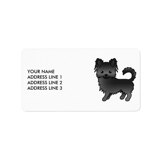 Étiquette Chat long noir Chihuahua mignon chien de dessin (Devant)