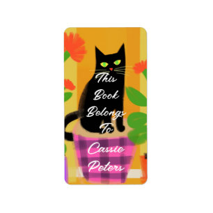 Étiquette Chat Noir Avec Les Ménages Ce Livre Appartient À