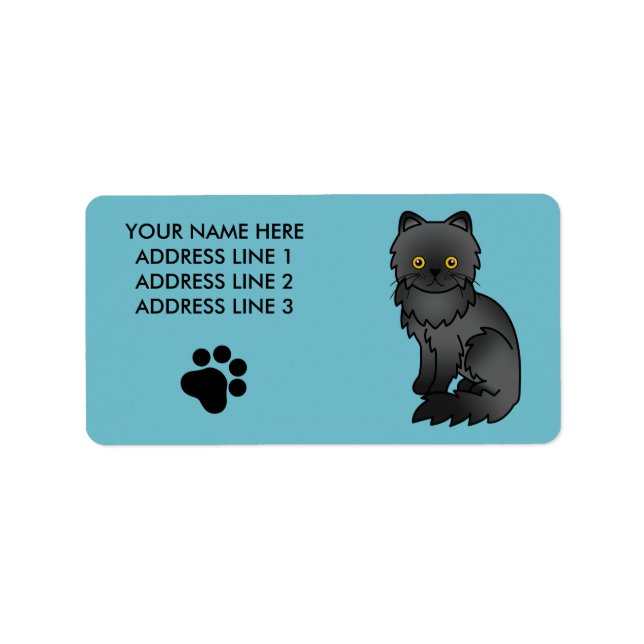 Étiquette Chat Persan noir (Devant)