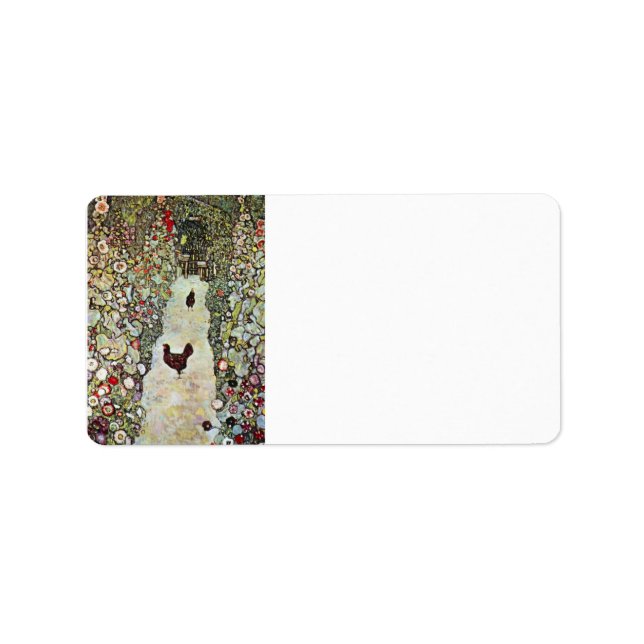Étiquette Chemin du jardin avec poules par Gustav Klimt (Devant)