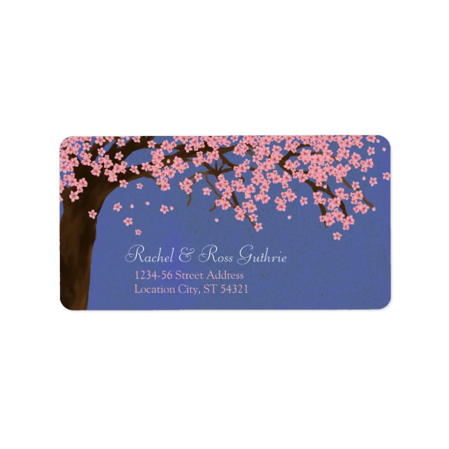 Étiquette Cherry Blossom / Sakura Watercolor (Nuit) Adresse (Devant)