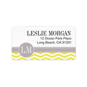 Étiquette Chic Chevron Monogramme   jaune